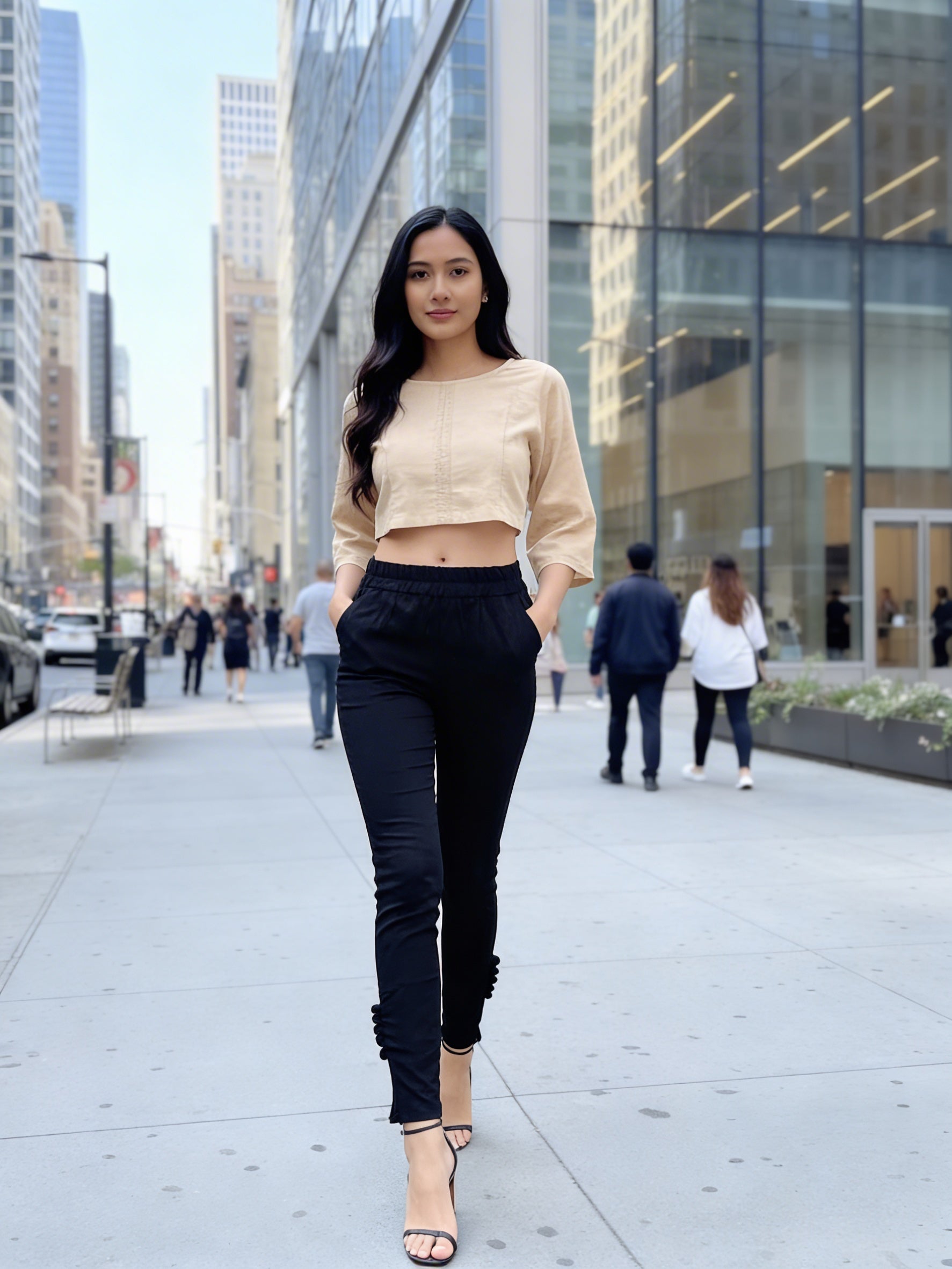 Stretchy Leggings Pant-Navy Blue